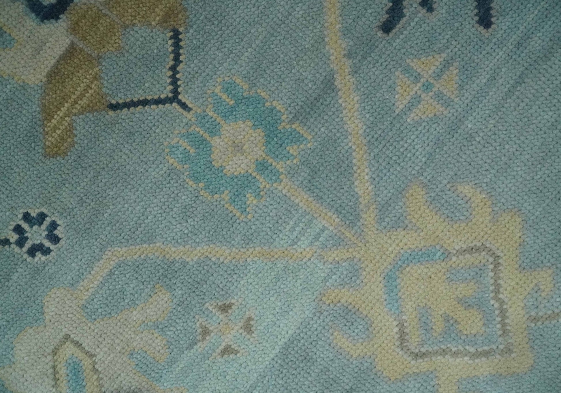 The Rug Decor Area Rug Custom Made Aqua, Ivory and Beige Hand knotted Oriental Oushak wool Area Rug Custom Made Aqua, Ivory and Beige Hand knotted Oriental Oushak wool Area Rug