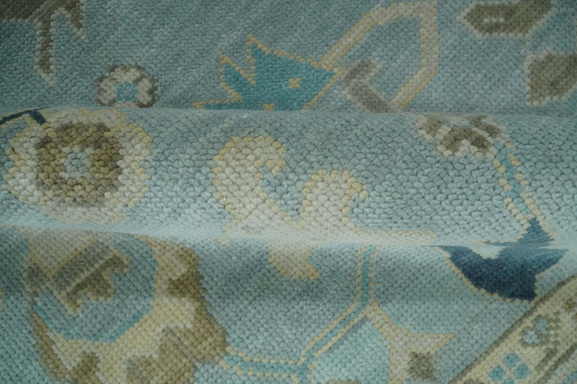 The Rug Decor Area Rug Custom Made Aqua, Ivory and Beige Hand knotted Oriental Oushak wool Area Rug Custom Made Aqua, Ivory and Beige Hand knotted Oriental Oushak wool Area Rug