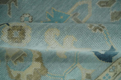 The Rug Decor Area Rug Custom Made Aqua, Ivory and Beige Hand knotted Oriental Oushak wool Area Rug Custom Made Aqua, Ivory and Beige Hand knotted Oriental Oushak wool Area Rug