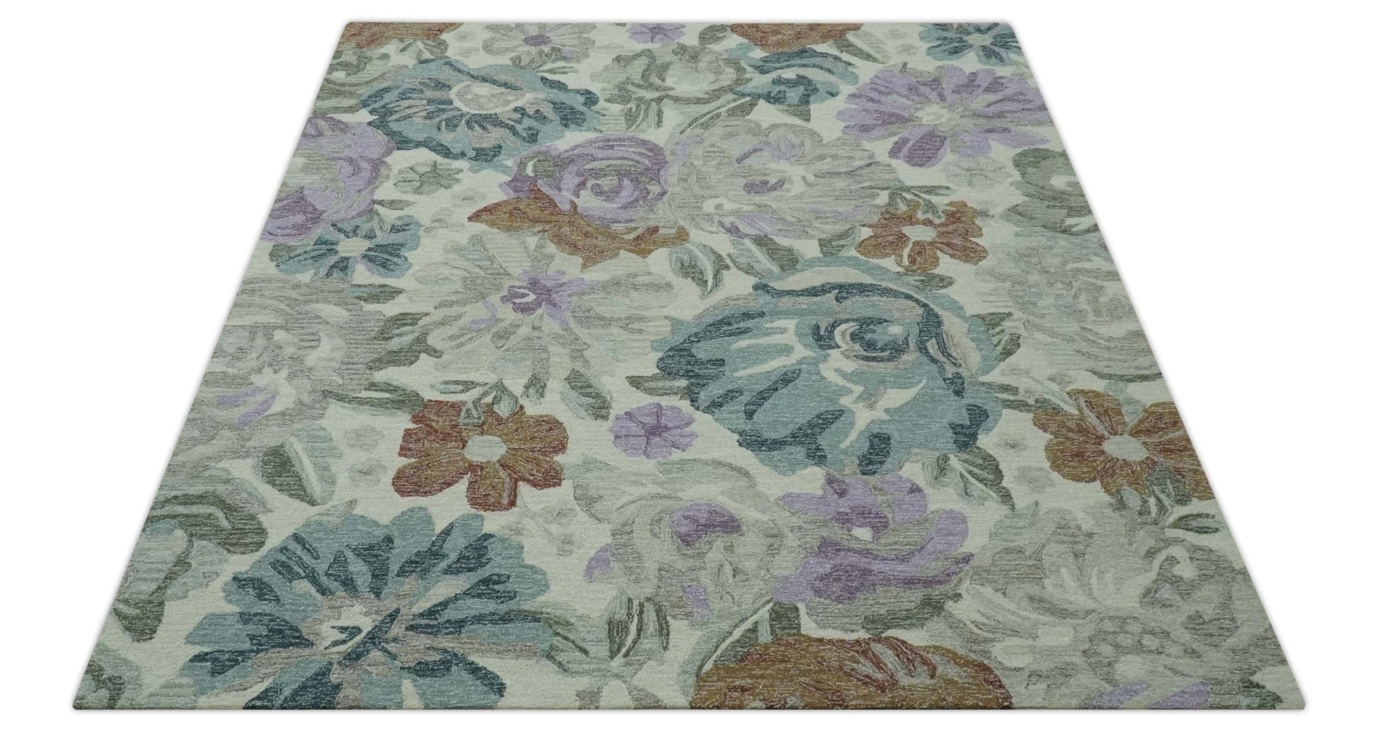 The Rug Decor Area Rug Custom Made Beautiful Ivory, Gray, Purple Flower Design Hand Tufted wool Area Rug Custom Made Beautiful Ivory, Gray, Purple Flower Design Hand Tufted wool Area Rug