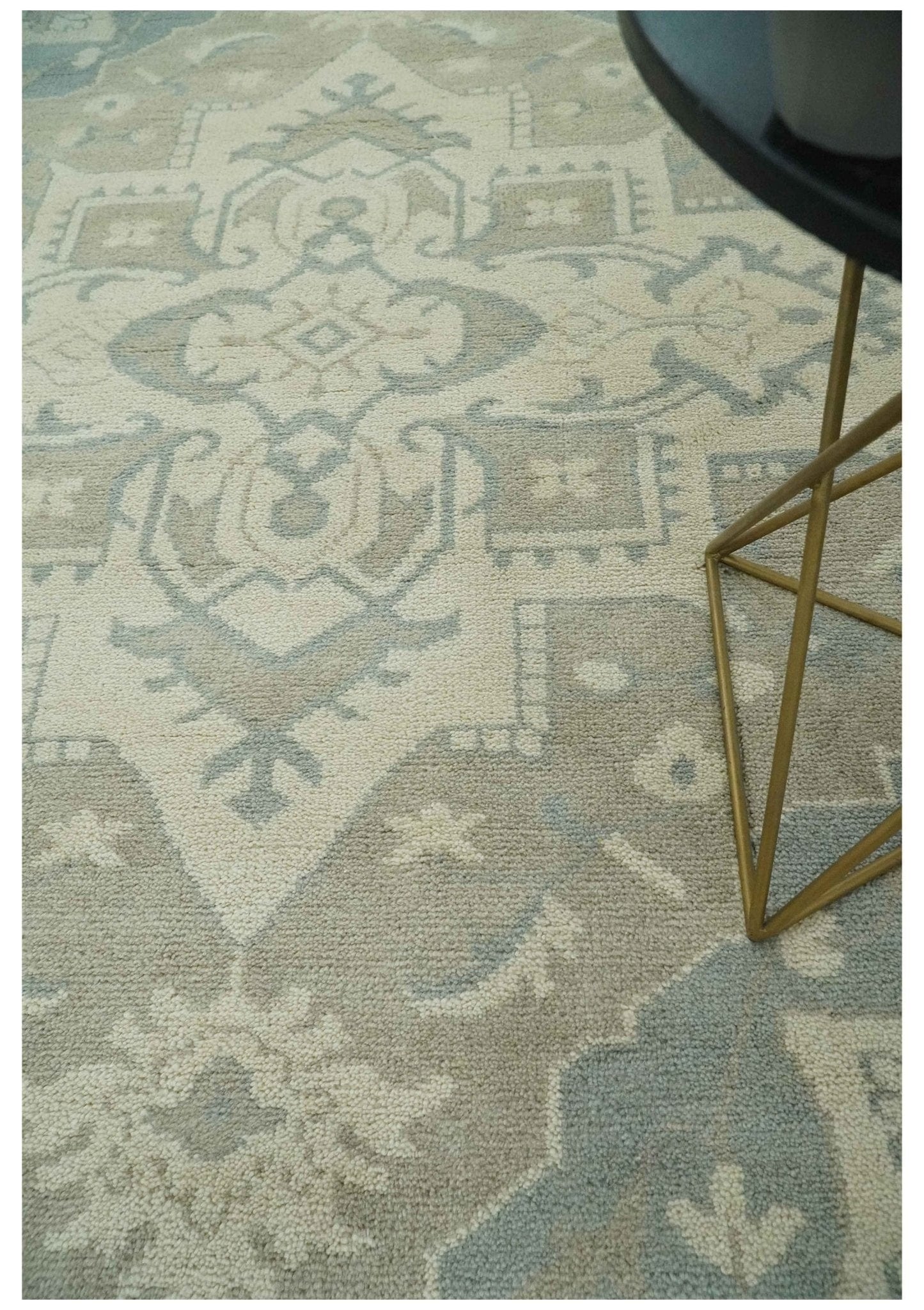 The Rug Decor Area Rug Custom Made Beige and Charcoal Traditional Heriz Medallion Hand Knotted wool Area Rug Custom Made Beige and Charcoal Traditional Heriz Medallion Hand Knotted wool Area Rug