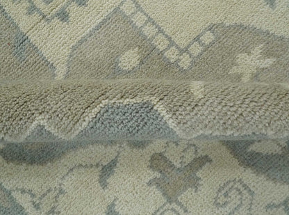 The Rug Decor Area Rug Custom Made Beige and Charcoal Traditional Heriz Medallion Hand Knotted wool Area Rug Custom Made Beige and Charcoal Traditional Heriz Medallion Hand Knotted wool Area Rug