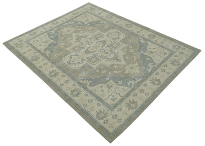 The Rug Decor Area Rug Custom Made Beige and Charcoal Traditional Heriz Medallion Hand Knotted wool Area Rug Custom Made Beige and Charcoal Traditional Heriz Medallion Hand Knotted wool Area Rug