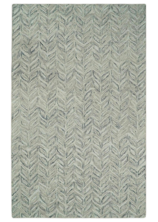 The Rug Decor Area Rug 5x8 Custom Made Beige and Gray Leaf's Hand Tufted Modern Scandinavian Wool Loop Rug Custom Made Beige and Gray Leaf's Hand Tufted Modern Scandinavian Wool Loop Rug