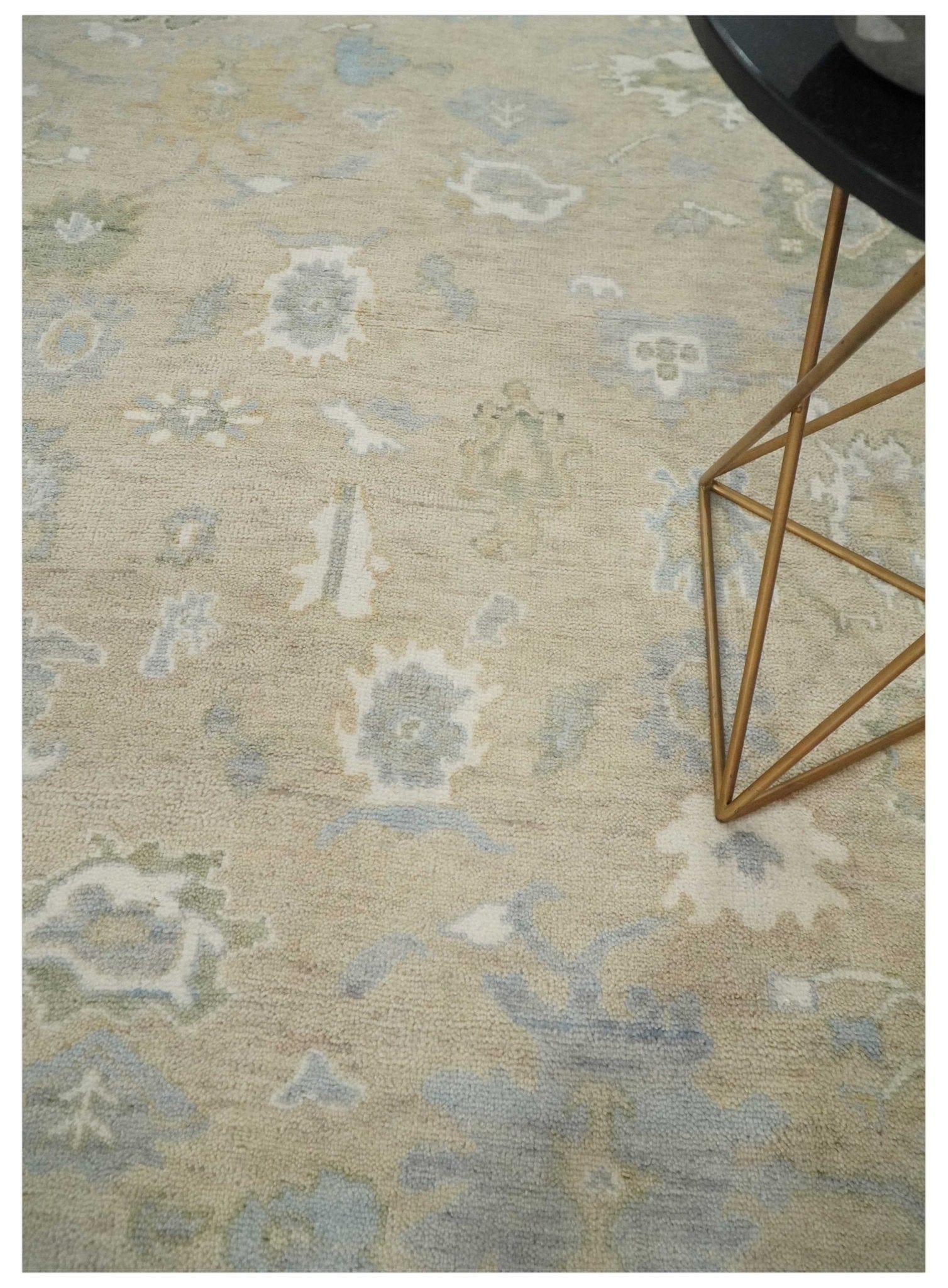 The Rug Decor Area Rug Custom Made Beige and Ivory Hand Knotted Traditional Oushak Wool Area Rug Custom Made Beige and Ivory Hand Knotted Traditional Oushak Wool Area Rug