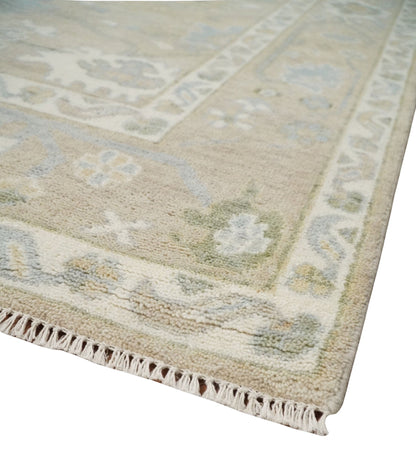 The Rug Decor Area Rug Custom Made Beige and Ivory Hand Knotted Traditional Oushak Wool Area Rug Custom Made Beige and Ivory Hand Knotted Traditional Oushak Wool Area Rug