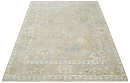 The Rug Decor Area Rug Custom Made Beige and Ivory Hand Knotted Traditional Oushak Wool Area Rug Custom Made Beige and Ivory Hand Knotted Traditional Oushak Wool Area Rug