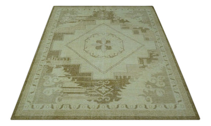 The Rug Decor Area Rug Custom Made Beige and Olive Hand Knotted Traditional wool area rug Custom Made Beige and Olive Hand Knotted Traditional wool area rug
