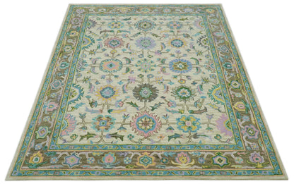 The Rug Decor Area Rug Custom Made Beige, Blue and Purple Traditional Floral Hand Tufted wool rug Custom Made Beige, Blue and Purple Traditional Floral Hand Tufted wool rug