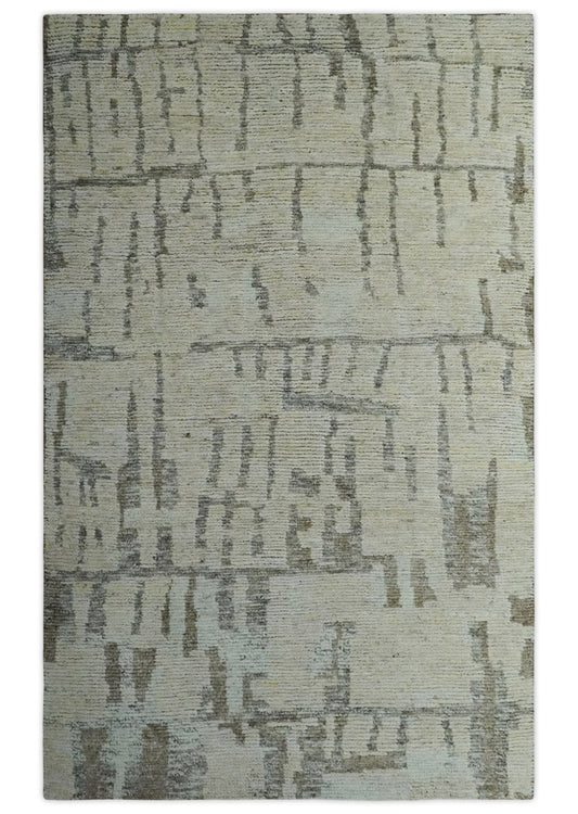 The Rug Decor Area Rug 5x8 Custom Made Beige, Olive and Gray Hand Knotted Modern Abstract wool Area Rug Custom Made Beige, Olive and Gray Hand Knotted Modern Abstract wool Area Rug