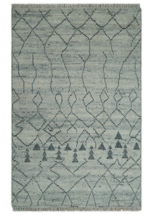 The Rug Decor Area Rug 5x8 Custom Made Beni Ourain Hand Woven Ivory and Moroccan Trellis Rug Made with Blended Wool Custom Made Beni Ourain Hand Woven Ivory and Moroccan Trellis Rug Made with Blended Wool