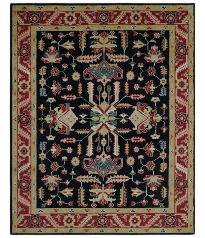 The Rug Decor Area Rug 8x10 Custom Made Black, Rust, and Olive Traditional Oriental Hand Knotted Wool Area Rug Custom Made Black, Rust, and Olive Traditional Oriental Hand Knotted Wool Area Rug