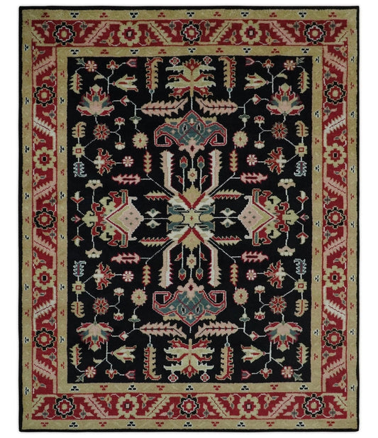 The Rug Decor Area Rug 8x10 Custom Made Black, Rust, and Olive Traditional Oriental Hand Knotted Wool Area Rug Custom Made Black, Rust, and Olive Traditional Oriental Hand Knotted Wool Area Rug