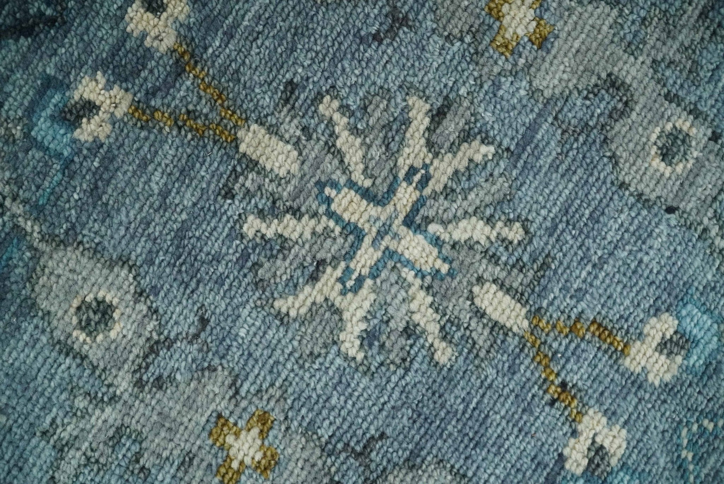 The Rug Decor Area Rug Custom Made Blue and Ivory Antique Style Hand knotted Oriental Oushak wool Area Rug Custom Made Blue and Ivory Antique Style Hand knotted Oriental Oushak wool Area Rug