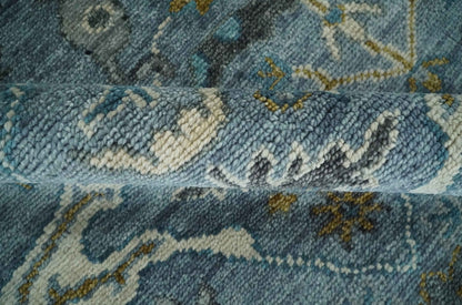 The Rug Decor Area Rug Custom Made Blue and Ivory Antique Style Hand knotted Oriental Oushak wool Area Rug Custom Made Blue and Ivory Antique Style Hand knotted Oriental Oushak wool Area Rug