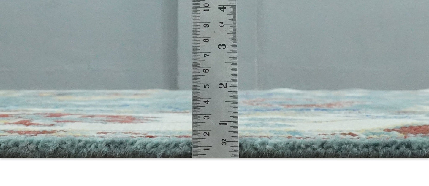 The Rug Decor Area Rug Custom Made Blue and Ivory Colorful Hand knotted Traditional Oushak wool Area Rug Custom Made Blue and Ivory Colorful Hand knotted Traditional Oushak wool Area Rug