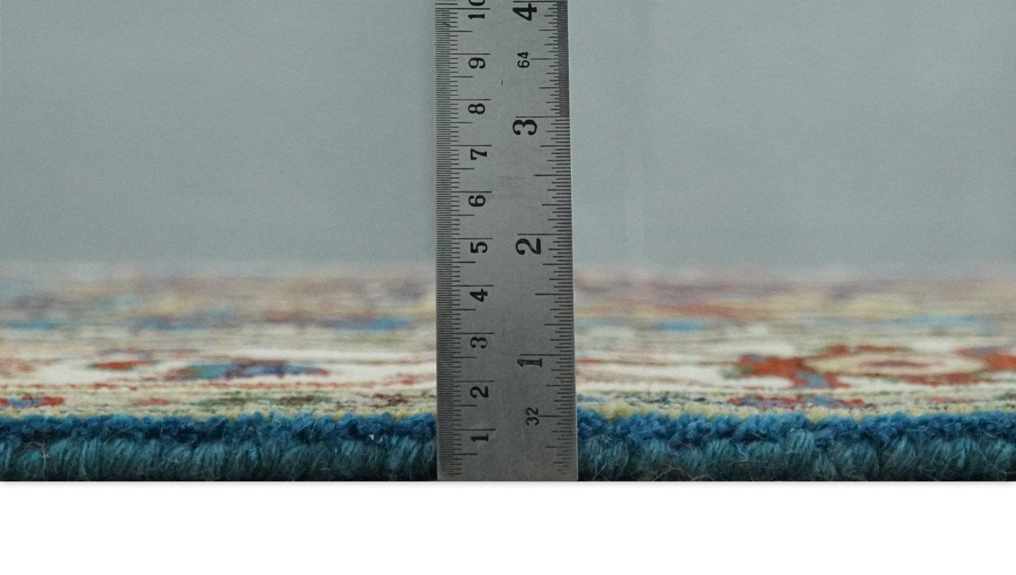 The Rug Decor Area Rug Custom Made Blue and Ivory Medallion Hand knotted Traditional wool Area Rug Custom Made Blue and Ivory Medallion Hand knotted Traditional wool Area Rug