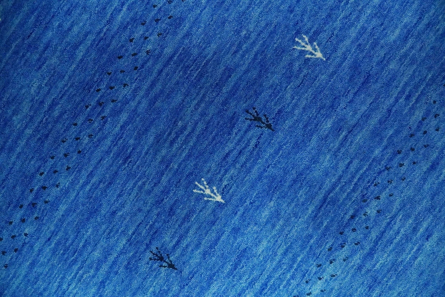 The Rug Decor Area Rug Custom Made Blue and Ivory Stripes Design Hand loom wool Area Rug Custom Made Blue and Ivory Stripes Design Hand loom wool Area Rug