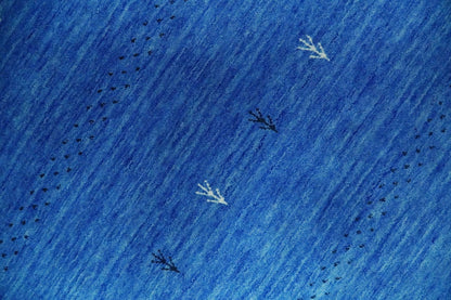 The Rug Decor Area Rug Custom Made Blue and Ivory Stripes Design Hand loom wool Area Rug Custom Made Blue and Ivory Stripes Design Hand loom wool Area Rug