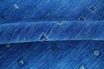 The Rug Decor Area Rug Custom Made Blue and Ivory Stripes Design Hand loom wool Area Rug Custom Made Blue and Ivory Stripes Design Hand loom wool Area Rug