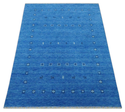 The Rug Decor Area Rug Custom Made Blue and Ivory Stripes Design Hand loom wool Area Rug Custom Made Blue and Ivory Stripes Design Hand loom wool Area Rug
