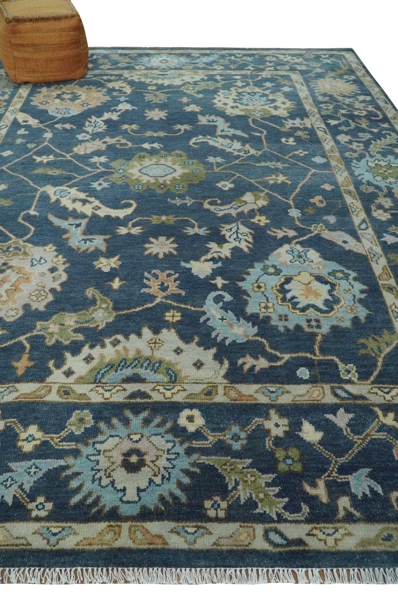 The Rug Decor Area Rug Custom Made Blue, Beige and Green Multi size Hand knotted Traditional Oushak Wool Area Rug Custom Made Blue, Beige and Green Multi size Hand knotted Traditional Oushak Wool Area Rug