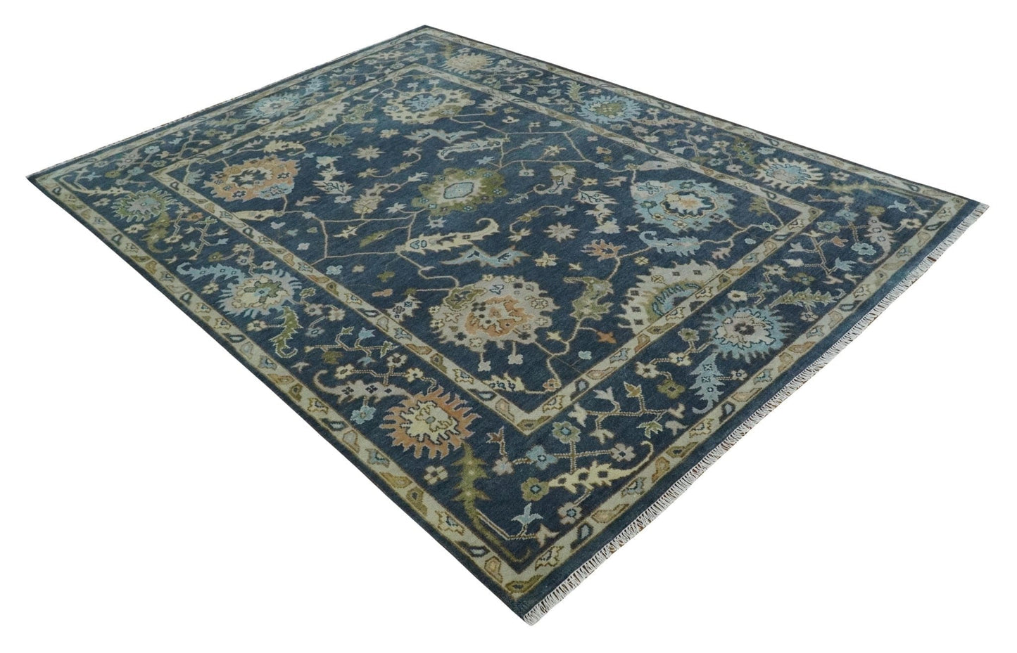 The Rug Decor Area Rug Custom Made Blue, Beige and Green Multi size Hand knotted Traditional Oushak Wool Area Rug Custom Made Blue, Beige and Green Multi size Hand knotted Traditional Oushak Wool Area Rug