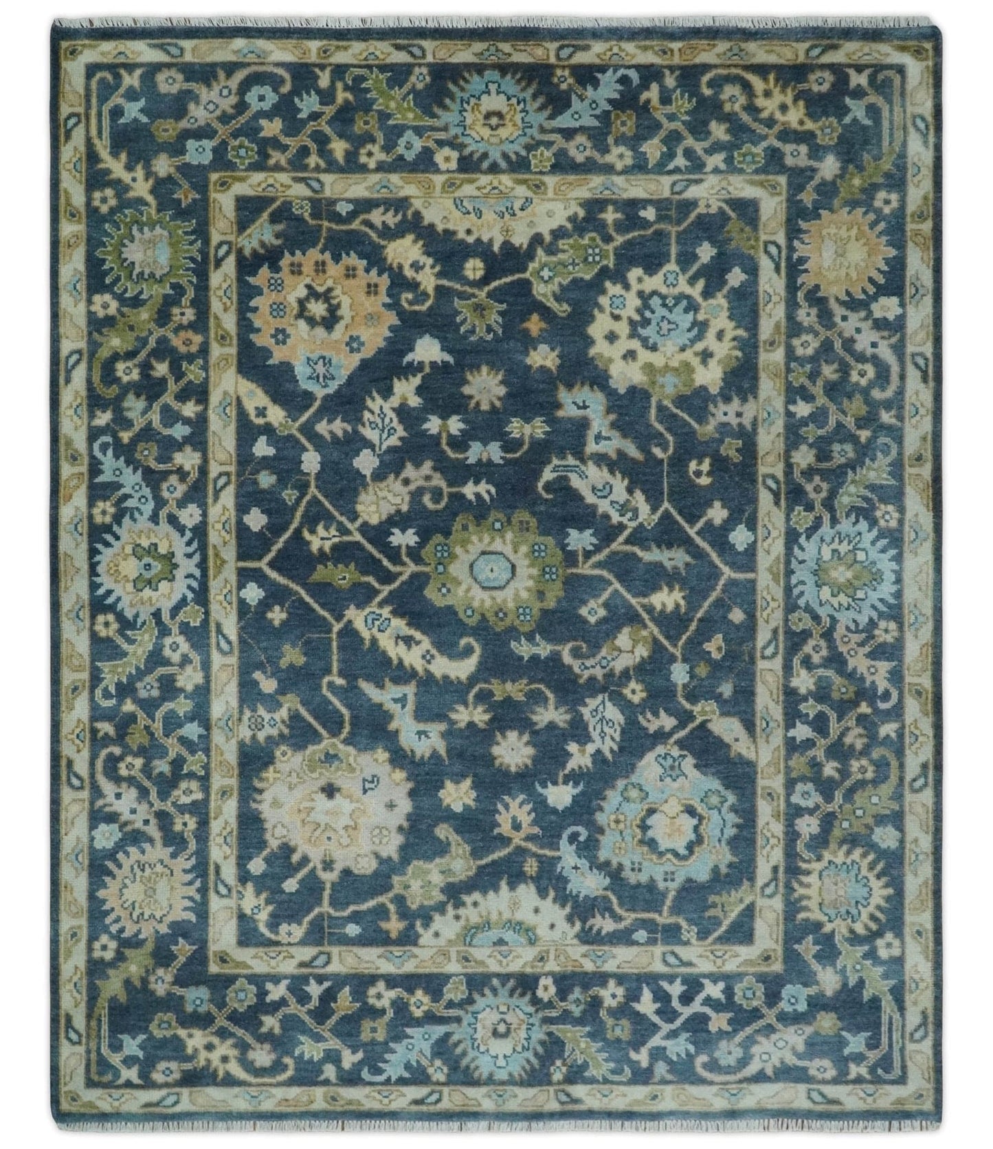 The Rug Decor Area Rug 8x10 Custom Made Blue, Beige and Green Multi size Hand knotted Traditional Oushak Wool Area Rug Custom Made Blue, Beige and Green Multi size Hand knotted Traditional Oushak Wool Area Rug