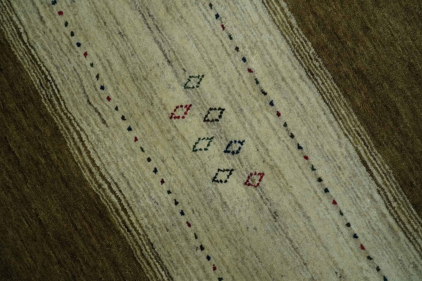 The Rug Decor Area Rug Custom Made Brown and Ivory Geometrical Stripes Design wool Area Rug Custom Made Brown and Ivory Geometrical Stripes Design wool Area Rug