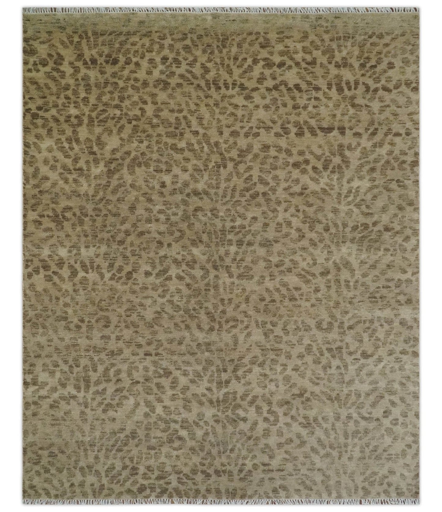 The Rug Decor Area Rug 8x10 Custom Made Camel and Taupe Modern leopard Design Hand knotted wool area rug Custom Made Camel and Taupe Modern leopard Design Hand knotted wool area rug