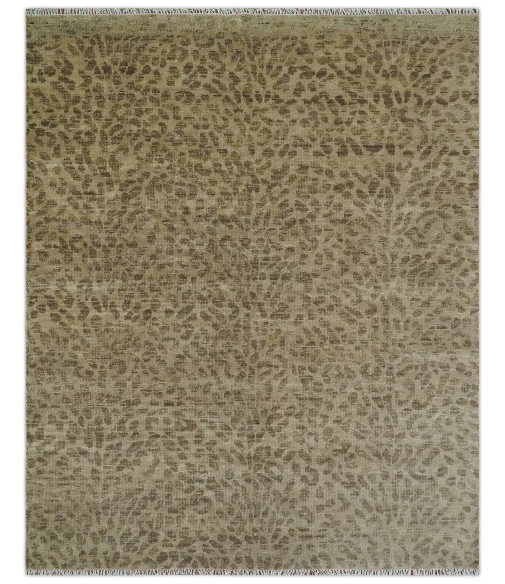 The Rug Decor Area Rug 8x10 Custom Made Camel and Taupe Modern leopard Design Hand knotted wool area rug Custom Made Camel and Taupe Modern leopard Design Hand knotted wool area rug