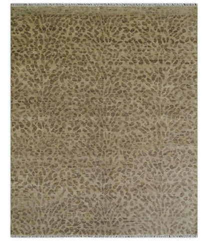 The Rug Decor Area Rug 8x10 Custom Made Camel and Taupe Modern leopard Design Hand knotted wool area rug Custom Made Camel and Taupe Modern leopard Design Hand knotted wool area rug