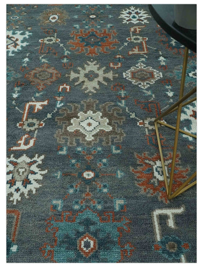 The Rug Decor Area Rug Custom Made Charcoal and Teal Hand knotted Traditional Oushak wool area rug Custom Made Charcoal and Teal Hand knotted Traditional Oushak wool area rug