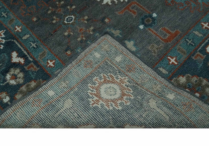 The Rug Decor Area Rug Custom Made Charcoal and Teal Hand knotted Traditional Oushak wool area rug Custom Made Charcoal and Teal Hand knotted Traditional Oushak wool area rug