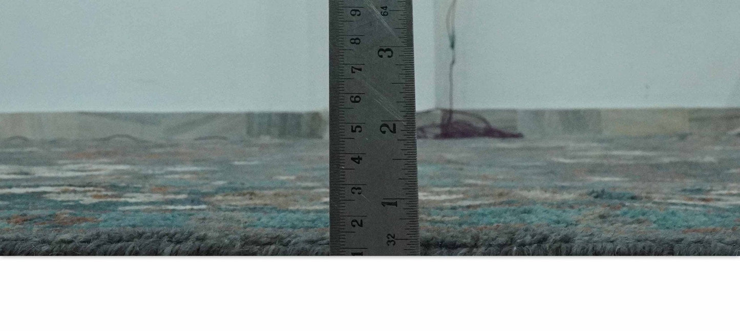 The Rug Decor Area Rug Custom Made Charcoal and Teal Hand knotted Traditional Oushak wool area rug Custom Made Charcoal and Teal Hand knotted Traditional Oushak wool area rug