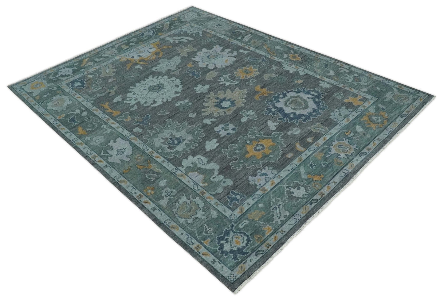 The Rug Decor Area Rug Custom Made Charcoal, Gray and Silver Antique look Traditional Oushak wool Area Rug Custom Made Charcoal, Gray and Silver Antique look Traditional Oushak wool Area Rug