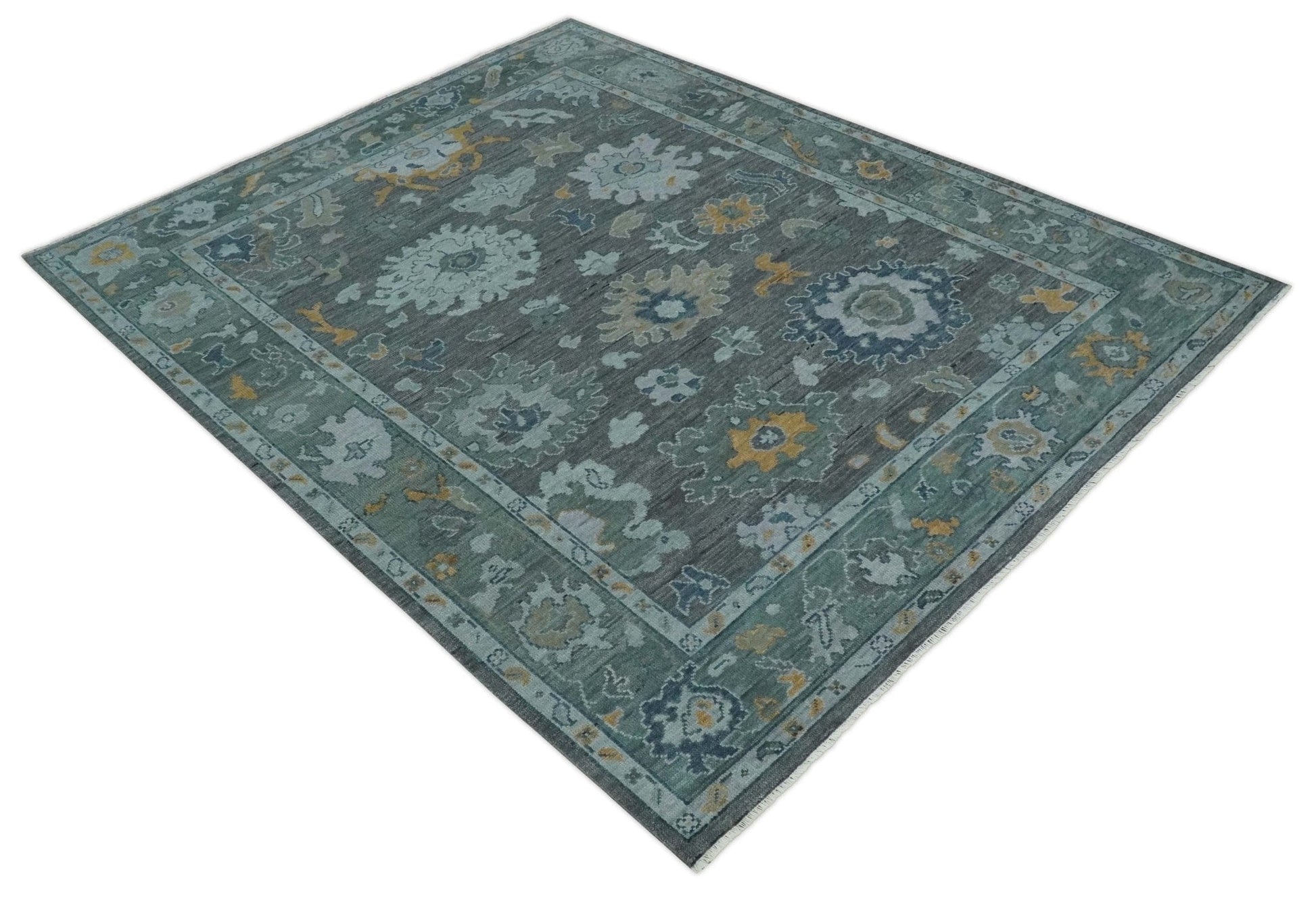 The Rug Decor Area Rug Custom Made Charcoal, Gray and Silver Antique look Traditional Oushak wool Area Rug Custom Made Charcoal, Gray and Silver Antique look Traditional Oushak wool Area Rug