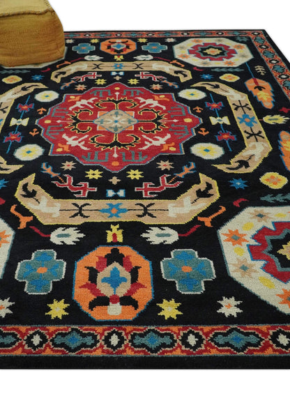 The Rug Decor Area Rug Custom Made Colorful Black, Maroon and Beige Traditional Mamluk Design wool Rug Custom Made Colorful Black, Maroon and Beige Traditional Mamluk Design wool Rug