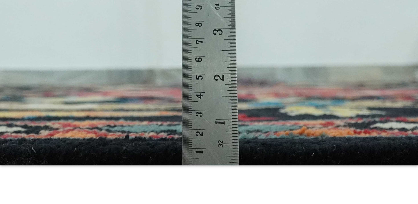 The Rug Decor Area Rug Custom Made Colorful Black, Maroon and Beige Traditional Mamluk Design wool Rug Custom Made Colorful Black, Maroon and Beige Traditional Mamluk Design wool Rug