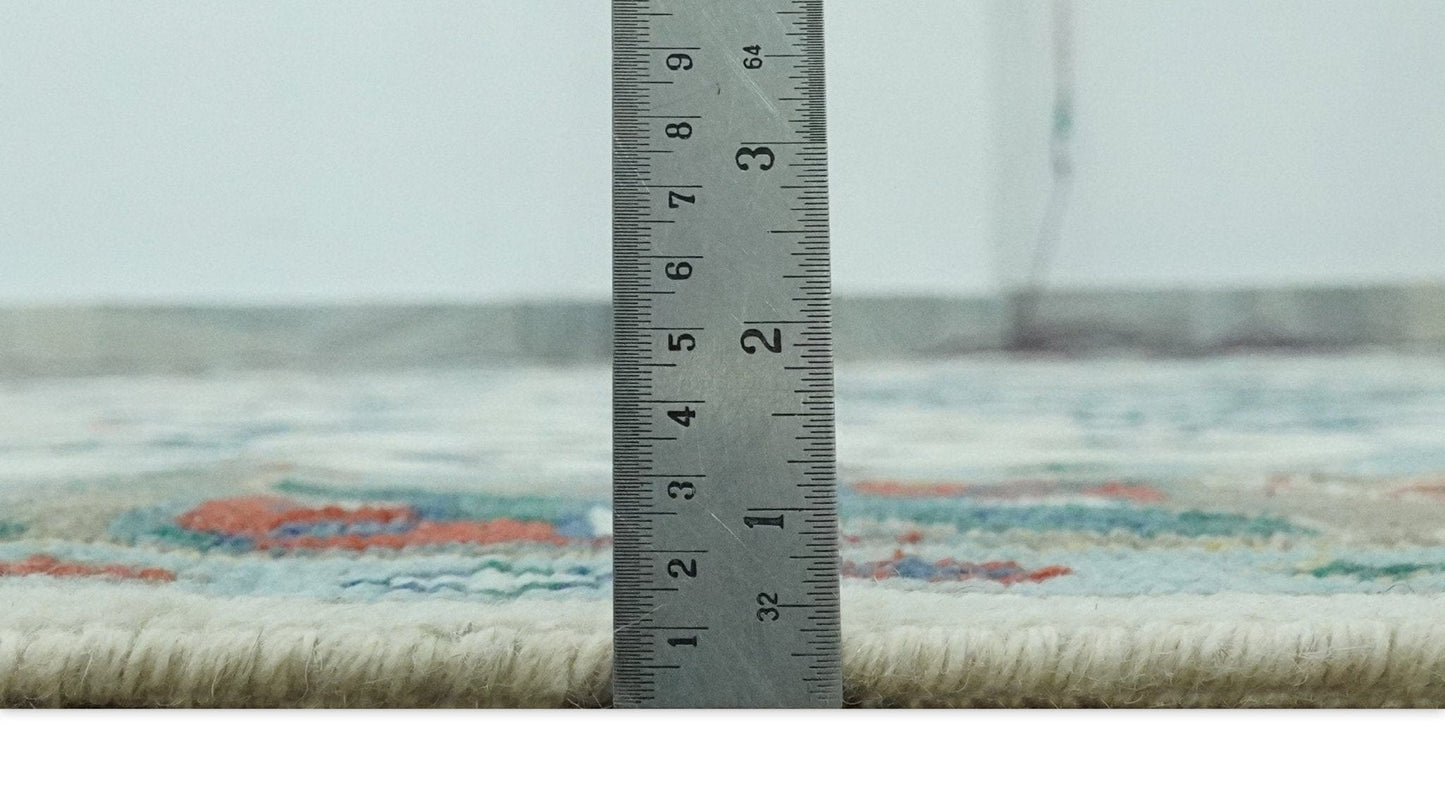 The Rug Decor Area Rug Custom Made Colorful Ivory, Blue, Brown and Teal Hand Knotted Traditional Heriz size wool Area Rug Custom Made Colorful Ivory, Blue, Brown and Teal Hand Knotted Traditional Heriz size wool Area Rug