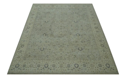 The Rug Decor Area Rug Custom Made Distress Finished Beige, Silver and Charcoal Traditional Wool Rug Custom Made Distress Finished Beige, Silver and Charcoal Traditional Wool Rug