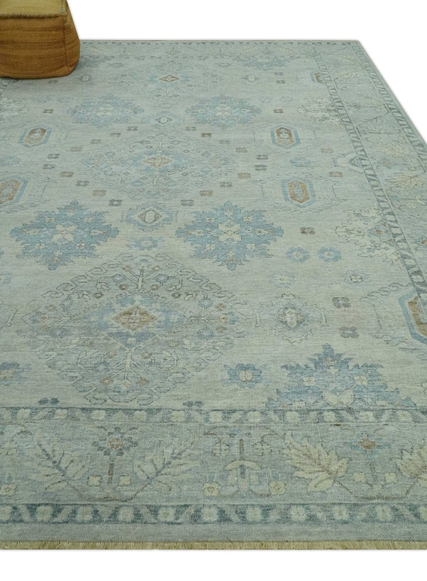 The Rug Decor Area Rug Custom Made Distressed Finished Beige and Gray Traditional mamluk design Low Pile wool Rug Custom Made Distressed Finished Beige and Gray Traditional mamluk design Low Pile wool Rug