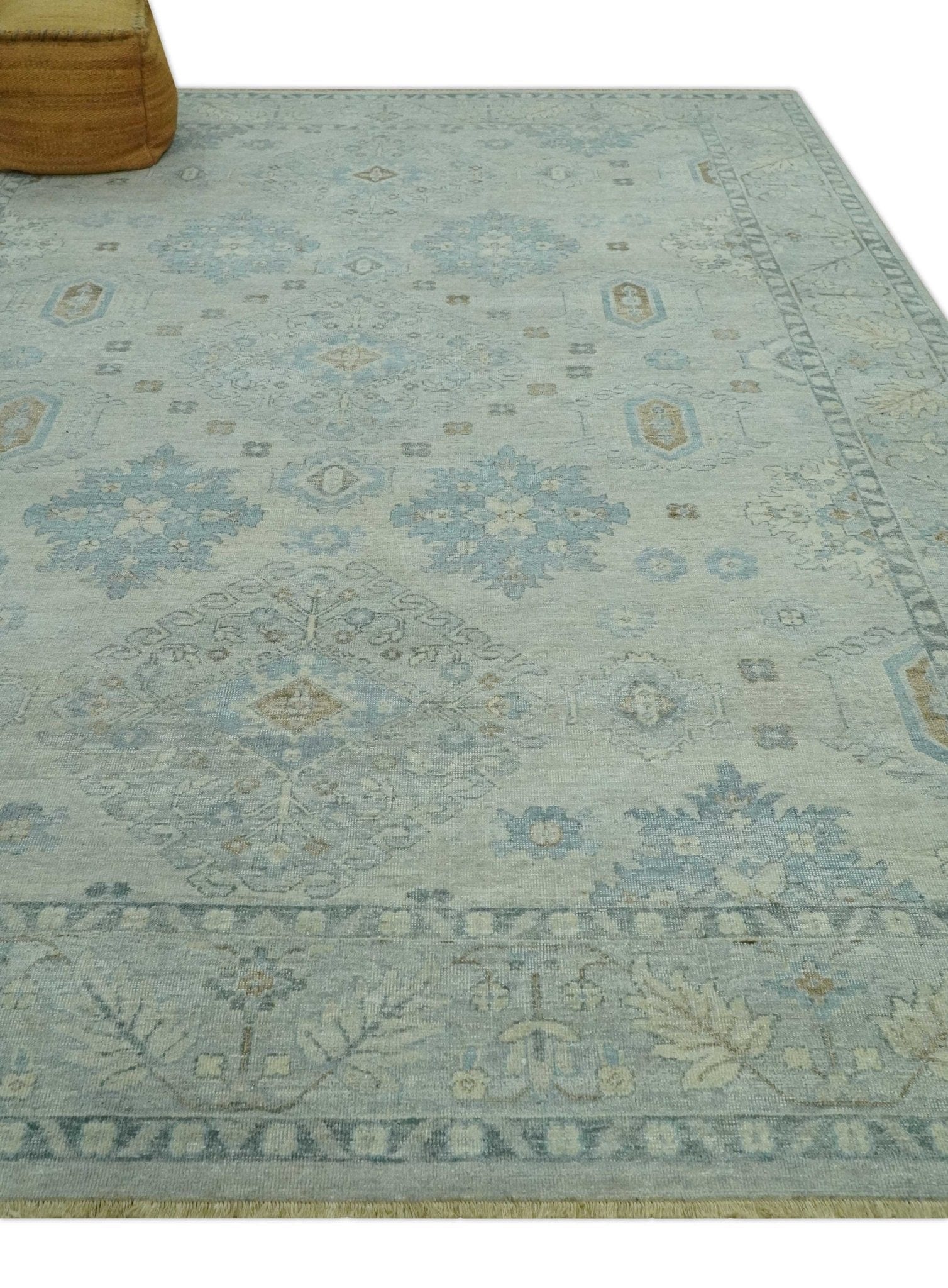 The Rug Decor Area Rug Custom Made Distressed Finished Beige and Gray Traditional mamluk design Low Pile wool Rug Custom Made Distressed Finished Beige and Gray Traditional mamluk design Low Pile wool Rug