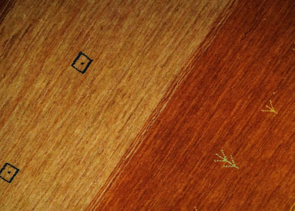 The Rug Decor Area Rug Custom Made Gabbeh Blue, Brown and Gold Stripes Design Wool Rug Custom Made Gabbeh Blue, Brown and Gold Stripes Design Wool Rug