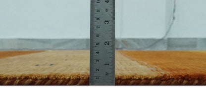 The Rug Decor Area Rug Custom Made Gabbeh Blue, Brown and Gold Stripes Design Wool Rug Custom Made Gabbeh Blue, Brown and Gold Stripes Design Wool Rug