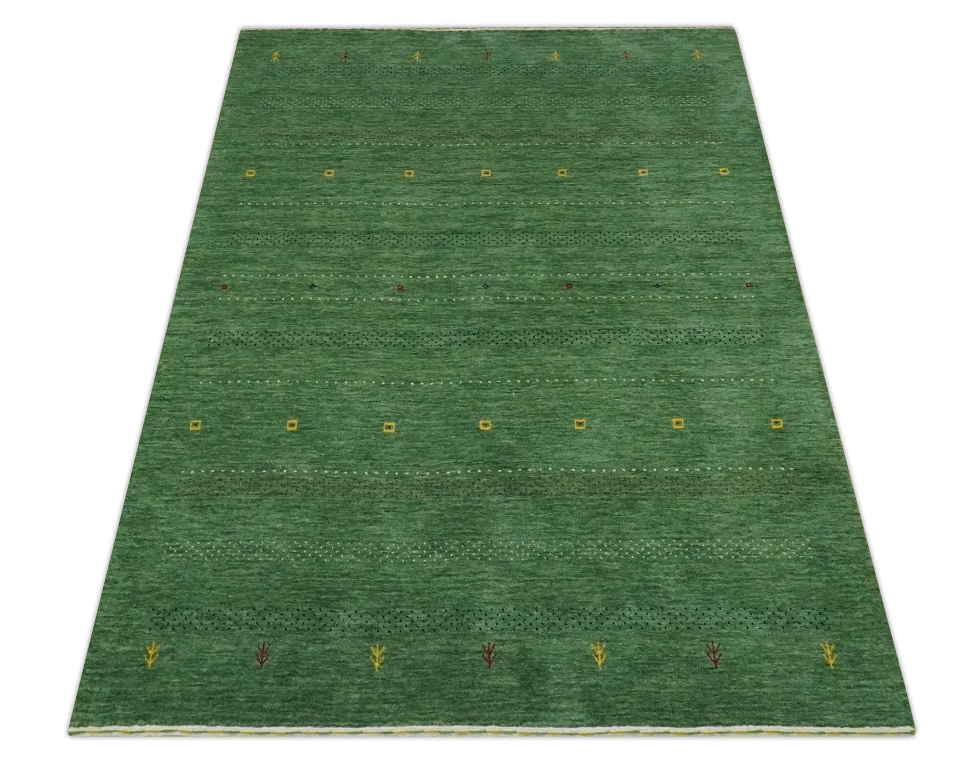 The Rug Decor Area Rug Custom Made Geometrical Stripes Design Green, Ivory and Charcoal wool Area Rug Custom Made Geometrical Stripes Design Green, Ivory and Charcoal wool Area Rug