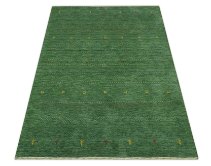 The Rug Decor Area Rug Custom Made Geometrical Stripes Design Green, Ivory and Charcoal wool Area Rug Custom Made Geometrical Stripes Design Green, Ivory and Charcoal wool Area Rug