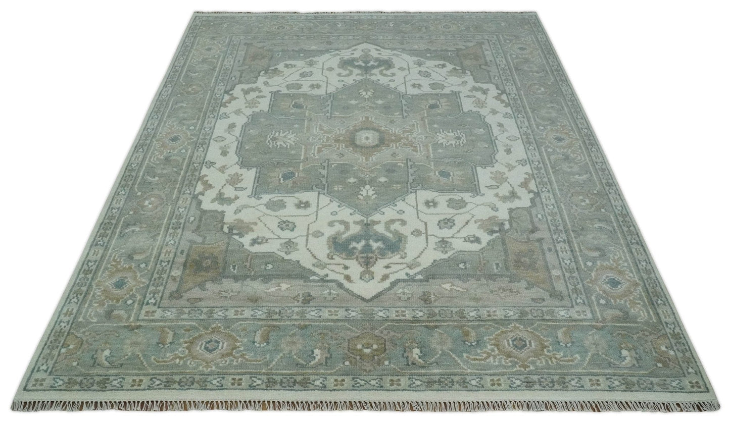 The Rug Decor Area Rug Custom Made Gray, Ivory and Silver Hand knotted Traditional Medallion wool Area Rug Custom Made Gray, Ivory and Silver Hand knotted Traditional Medallion wool Area Rug