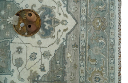 The Rug Decor Area Rug Custom Made Gray, Ivory and Silver Hand knotted Traditional Medallion wool Area Rug Custom Made Gray, Ivory and Silver Hand knotted Traditional Medallion wool Area Rug