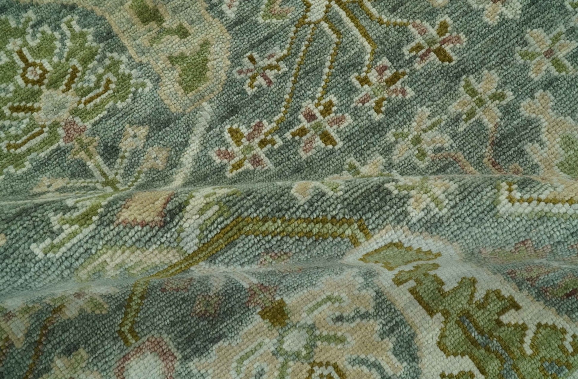 The Rug Decor Area Rug Custom Made Gray, Silver and Green Hand Knotted Traditional Large Design wool area rug Custom Made Gray, Silver and Green Hand Knotted Traditional Large Design wool area rug